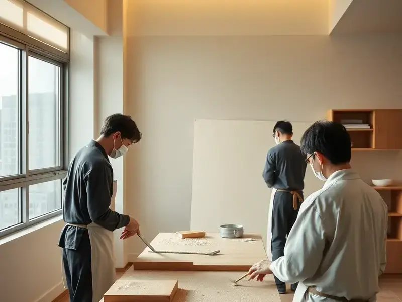 内装仕上げ作業の様子